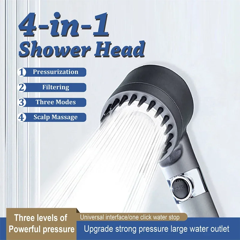 Multi-Functional Shower head 3 Modes Water Purifier Shower Filter High Pressure Adjustable Water Output Massaging Head Body