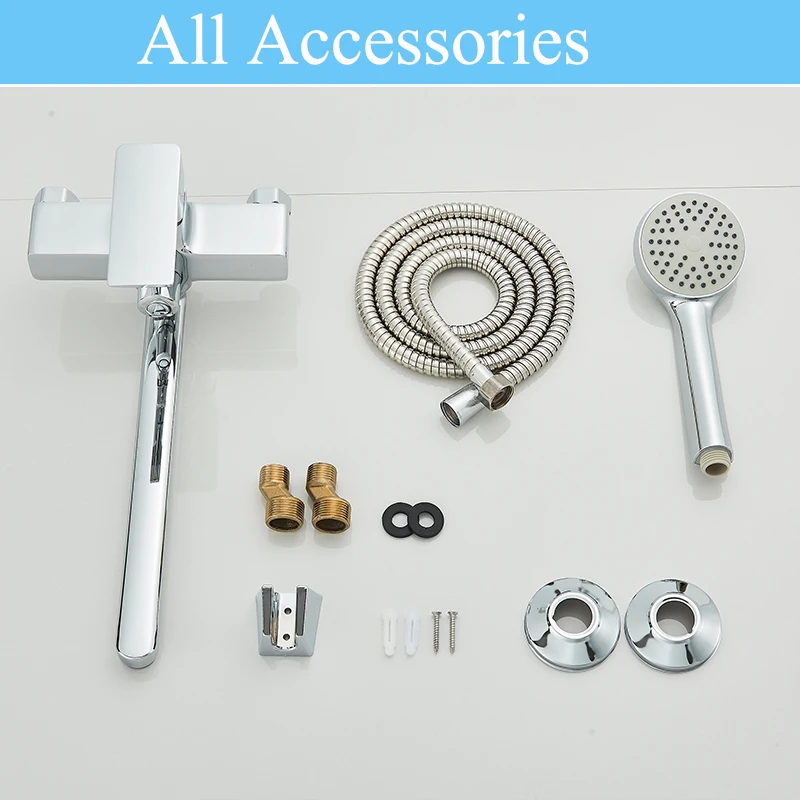 Chrome Long Spout Bathtub Shower Faucet Wall Mounted Hot Cold Mixer Swivel Tub Spout Bath Tap 2-ways Water Outlet Crane 30cm 6