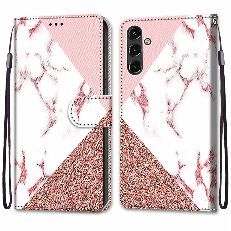 Phone Case Flower Pattern Flip Wallet Leather Stand Book Cover For Samsung Galaxy A14 4G SM-A145F A14 5G A146B