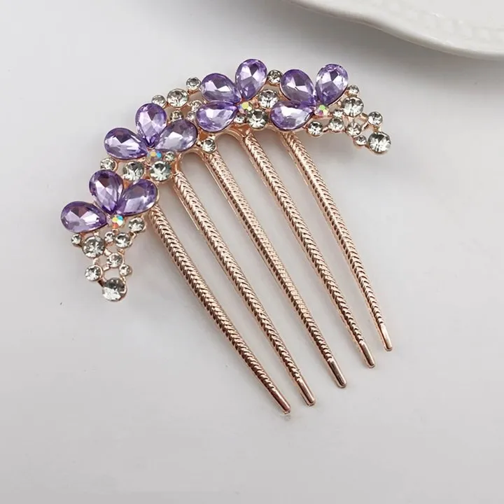 Frauen Kristall Haar Kamm Strass Dekorative Haar Clips Kopfbedeckung Retro Metall Luxus Legierung Haar Zubehör Schmuck Geschenk – Detail 8