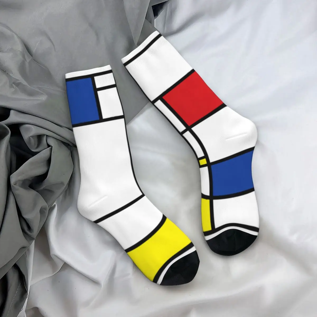 

Mondrian Minimalist Stockings De Stijl Graphic Gothic Socks Spring Non Slip Socks Couple Running Medium Soft Socks
