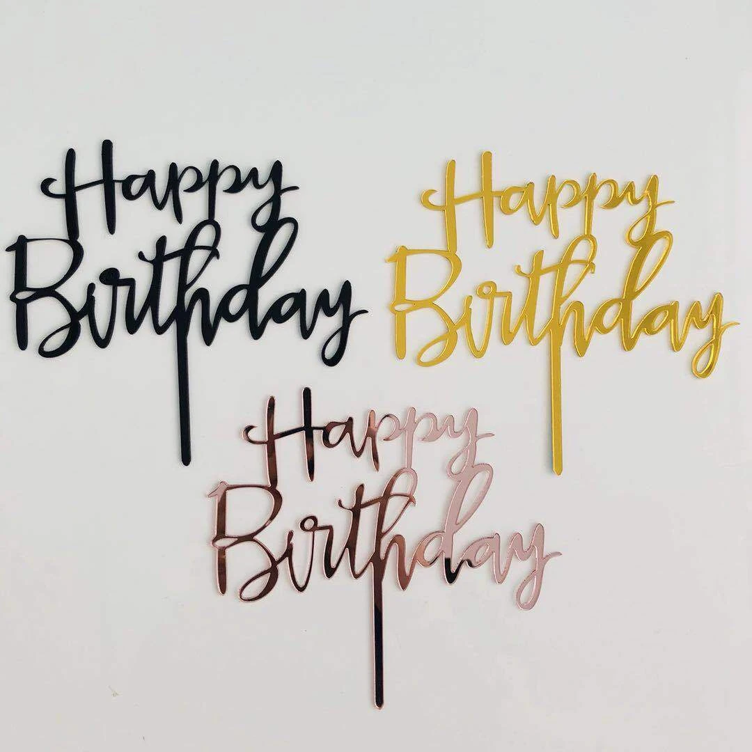 Nuovo 1pcs In Oro Rosa Argento Rosa Buon Compleanno Lettera Acrilico Cake  Topper per la 1st Compleanno Decorazioni Della Torta Del Partito Forniture