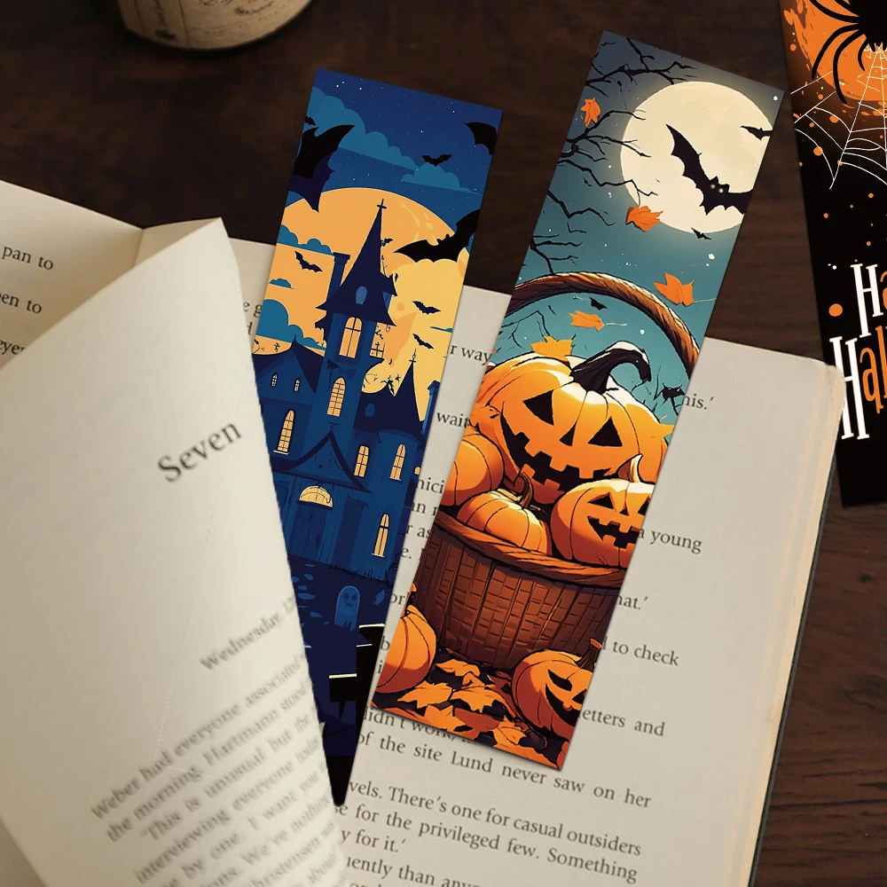 Halloween Bookmarks 30pcs Cartoon Halloween Scenes Bookmark Reading Pages Books Tagging Students Stationary Supplies Paper Cards Bookmarks