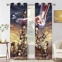 Wings of Liberty Attack on Titan Retro 2 PC Blackout Windows Curtain  for Living Room Bedroom Bathroom Curtains 1