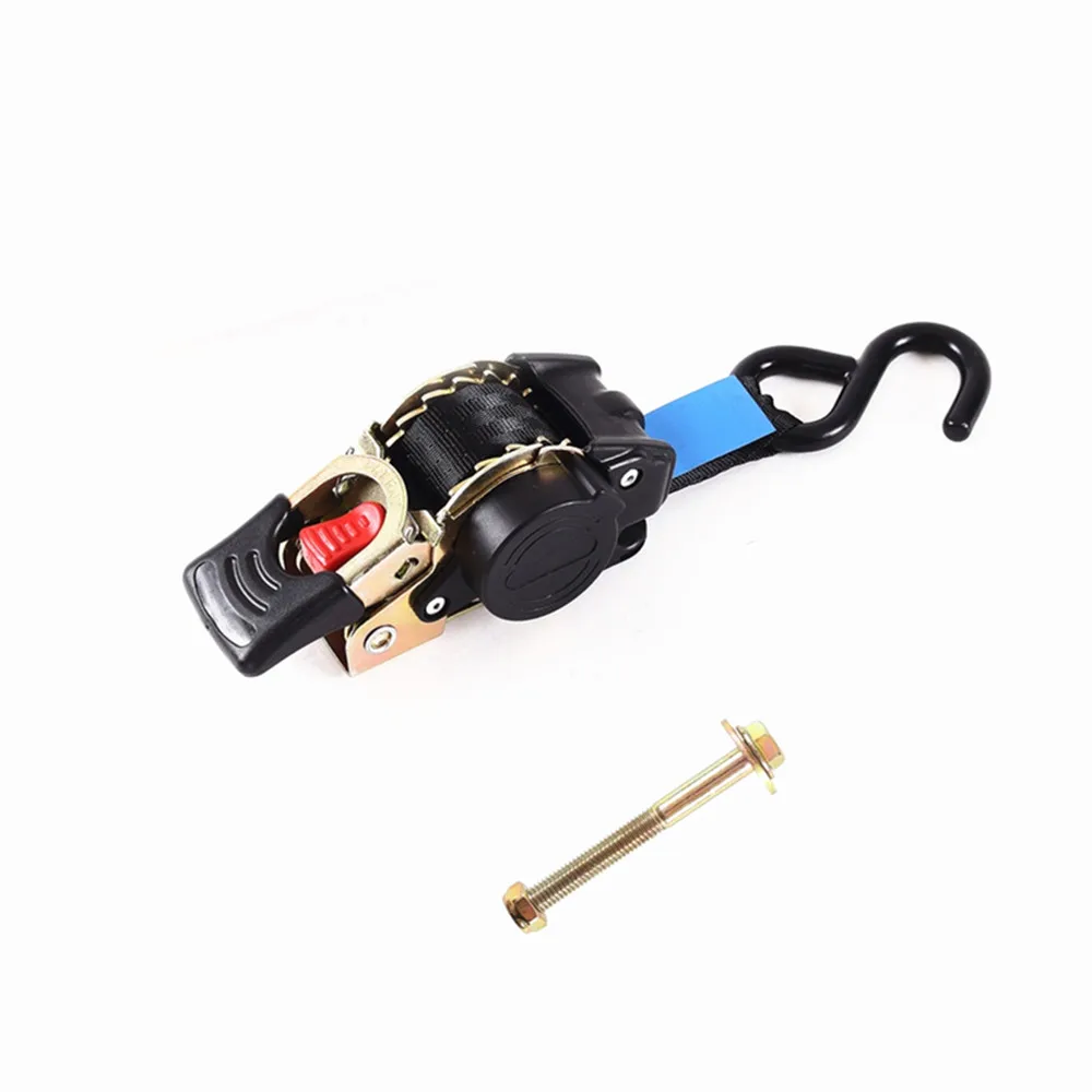 Auto Retract Strap Transom Tie Down Hooks Safety Strap Retractable Compact Cargo Motorcycle Trailer Aids