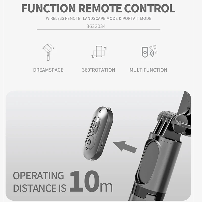 Poignée ergonomique du stabilisateur avec boutons de contrôle Bluetooth, trépied rétracté en bas