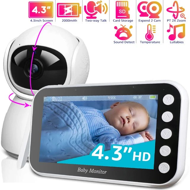 Monitor de bebé de 5 pulgadas con cámara de Audio, intercomunicador de  vídeo inalámbrico de seguridad, visión nocturna, 355 °, PTZ, rango de 300m,  vídeo bidireccional - AliExpress