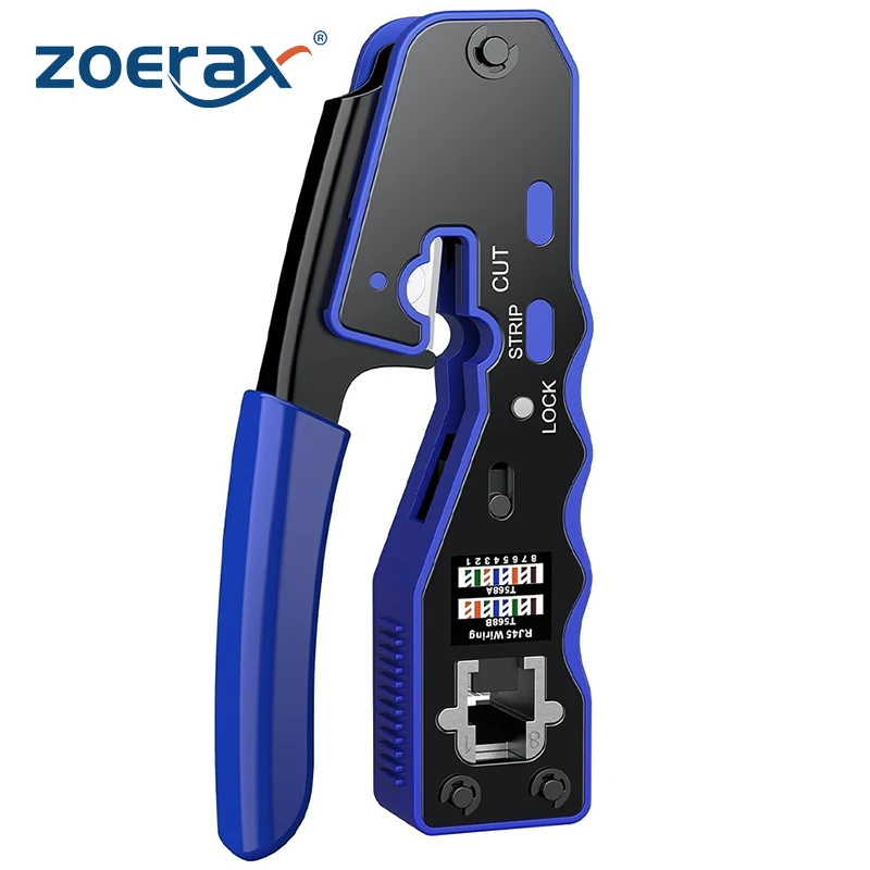 Wire Stripper Tools ZoeRax RJ45 Pass Through Crimper Tool Ethernet Crimper EZ Network Crimping Tool Wire Stripper Cutter For Cat6a Cat5