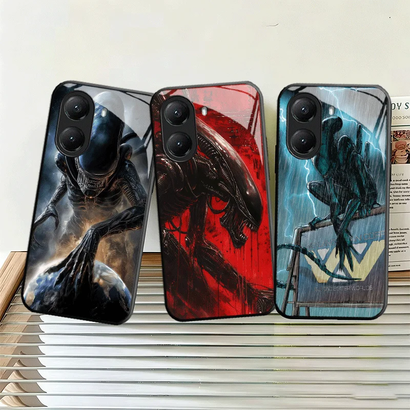 Sleek Alien-Theme Tempered Glass Phone Case
