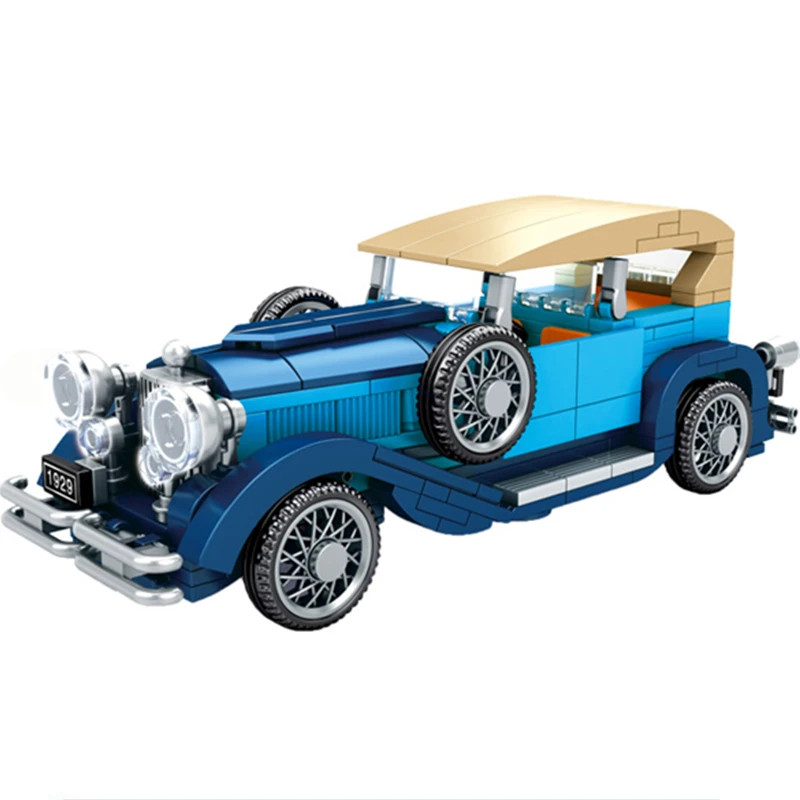 Tirare Indietro Green Morgan 3 Ruote Vintage Car Buggy Speed Race Sport Building Blocks Moc Mattoni Set Kit Modello Classico