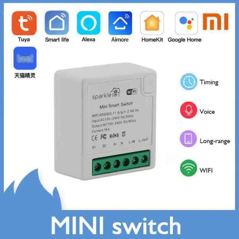 

Умный модуль переключателя HomeKit, 16 А, WiFi, светильник вое управление
