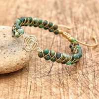 Bracelet Tortue Tressé en Pierre Africaine Double Couche, Breloque Boho, 4mm, Bijoux Faits à la Main pour Couple 1