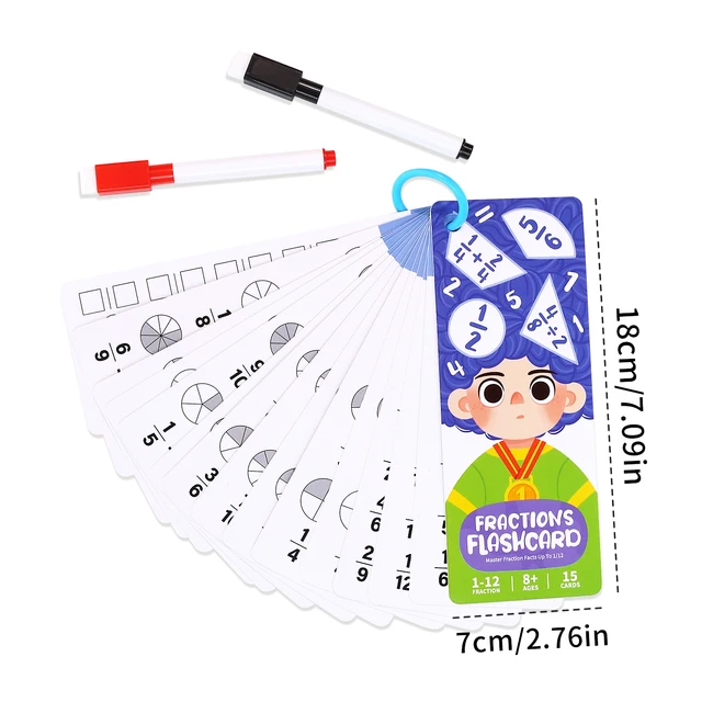 Fraction Learning Flashcards for Primary School Kids Addition Subtraction Multiplication Division Math Educational Toy 5