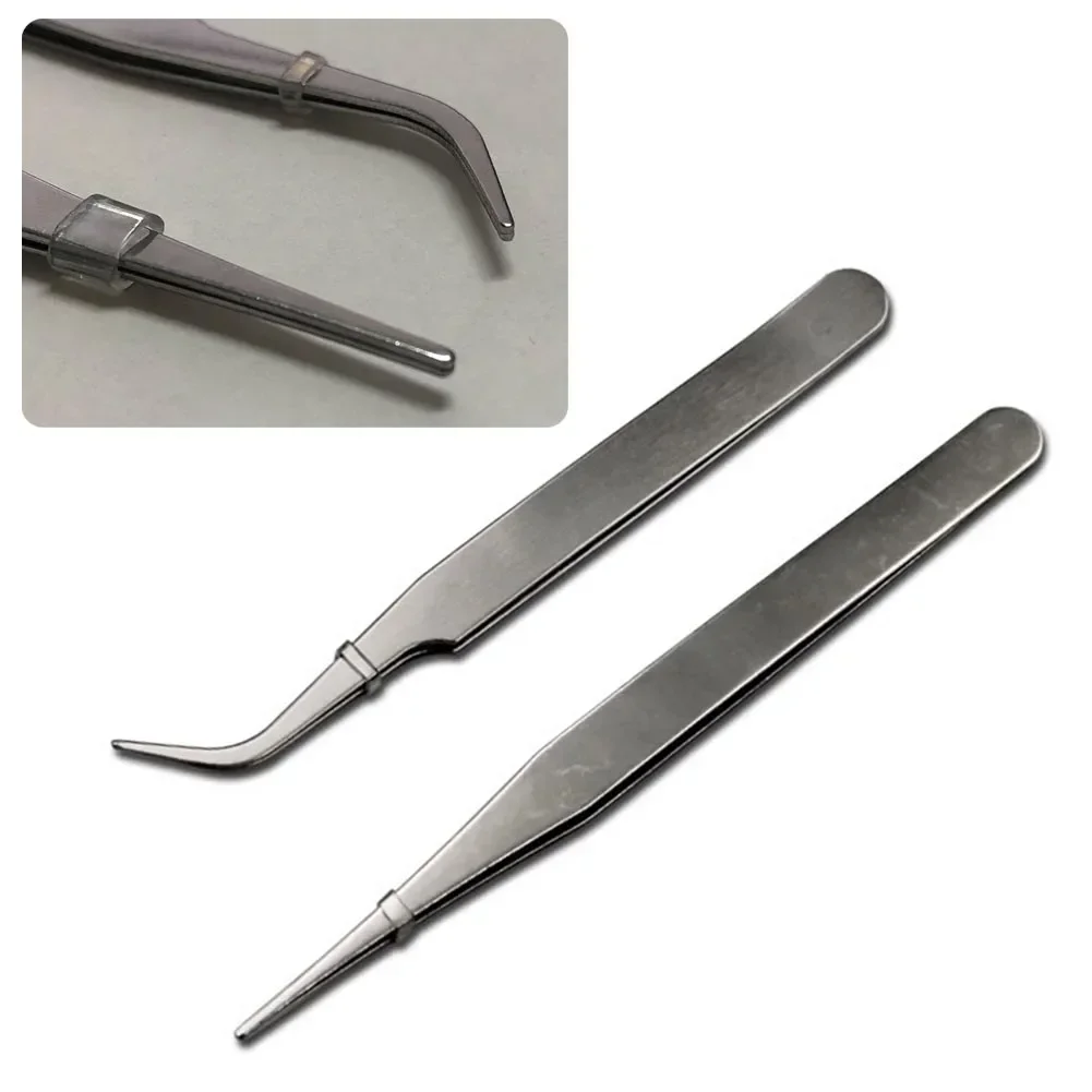 Stainless Steel Mini Tweezers Dismantling Repair Hand Tools Curved/Straight/Tip Silver Tweezers For Pick Up Small Parts 2pcs precision tweezers tweezer tool phone repair tweezers