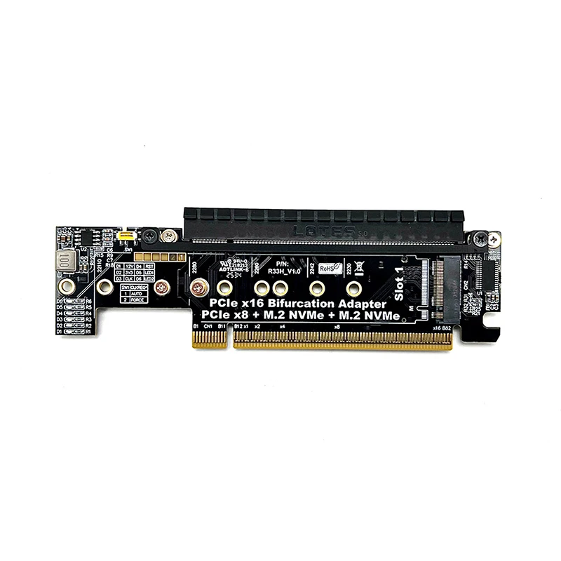 PCIE 5.0 x16 auf x8x4x4 NVMe SSD-Erweiterungs-Split-Karte unterstützt Gen5 256 Gbit/s + 128 Gbit/s + 128 Gbit/s – Detail 11