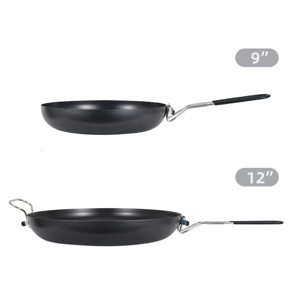 Nonstick Frying Pan Portable Barbecue Frying Pan Foldable Handle with Scratch-resistant Coating Barbecue Camping Cookware