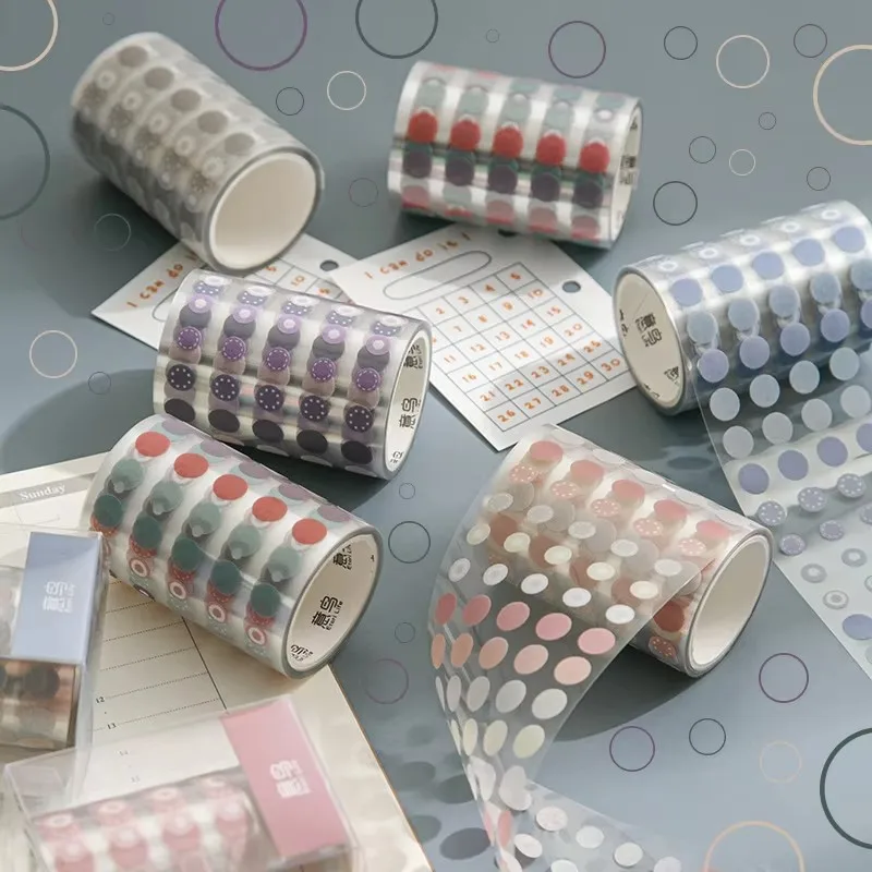 Adhesive Tape Washi Tape Adhesive Tapes Masking Tape Decorative Tape Decoration Tape Collage Tape Color dots Washi Tape Decorative Adhesive Masking Tape For Stickers Scrapbooking DIY round Stationery School Office Supply