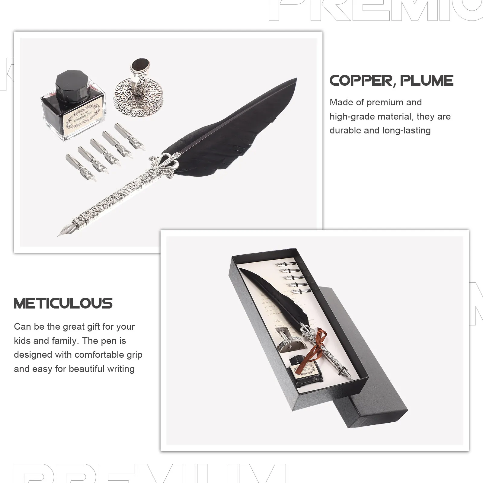 1 세트 윙 스틸 펜 훌륭한 솜씨 시그니처 비즈니스 잉크 펜 경량 서예 선물