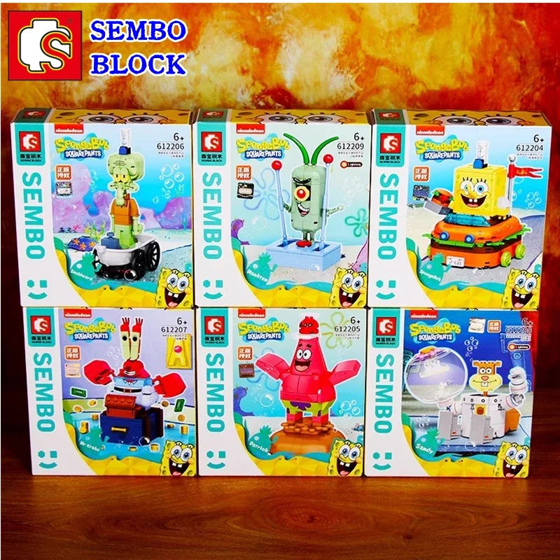 Sembo Spongebob Building Blocks Patrick Star Squidward Mr. Kraps Sandy Cheeks Modello Kawaii Giocattolo Per Bambini Regalo Di Compleanno
