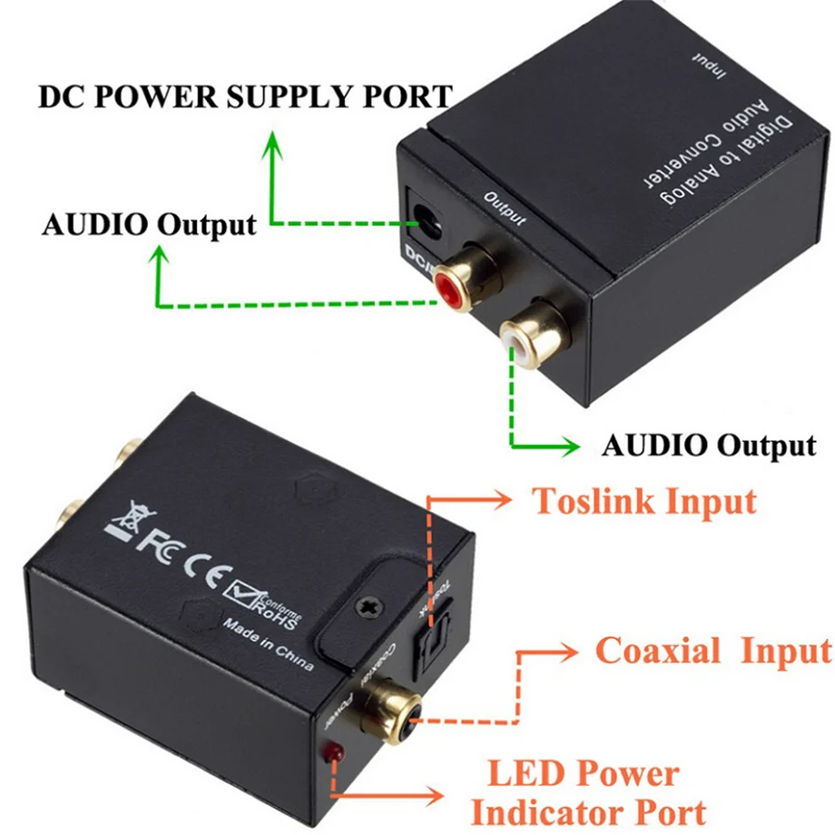 My Cable Mart Convertitore Audio Digitale Toslink/Coax A RCA Con Bluetooth - Blu