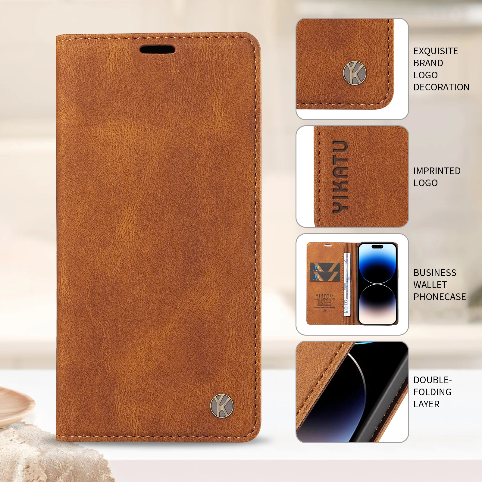Leather Wallet Flip Case - Elegant Protective Cover