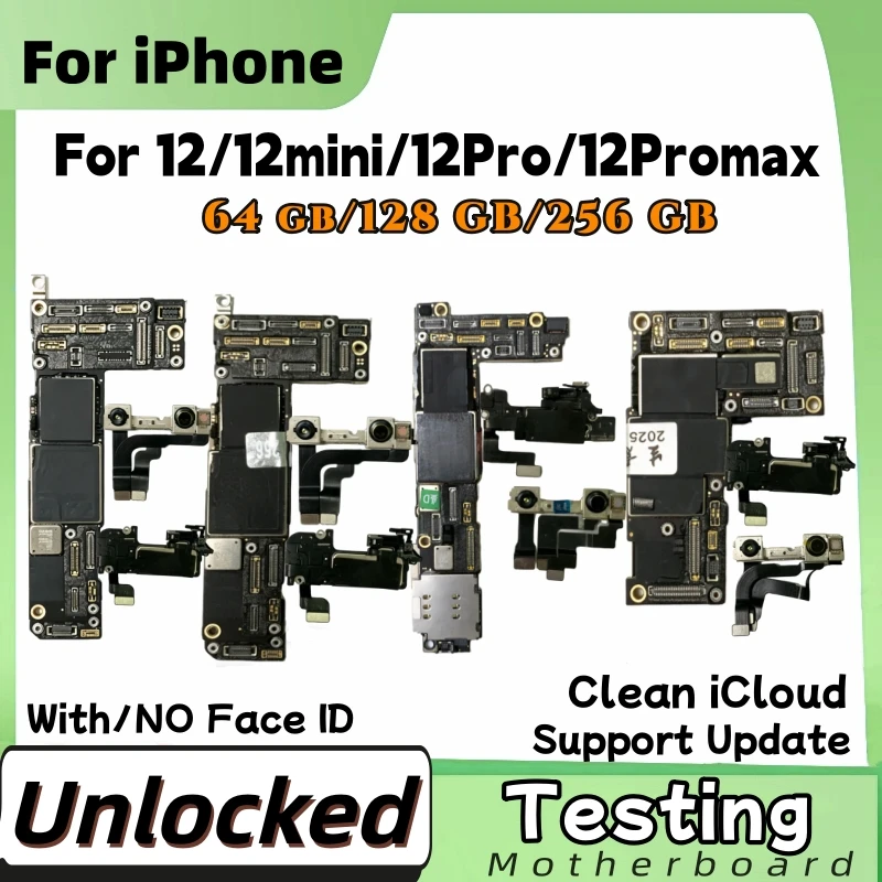 아이폰 12 프로 맥스용 완전 테스트 잠금 해제 클린 iCloud 마더보드, 페이스 ID 지지대 업데이트, 아이폰 12 미니 로..