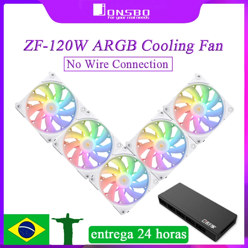 

JONSBO ZF-120W PC Computer Case Fan No Wire Connection 12cm 4PIN ARGB Cooling Slient Fan Addressable RGB CPU Cooling Fan