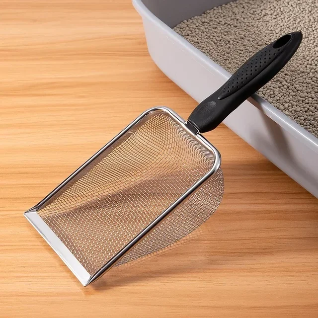Stainless Steel Cat Litter Scoop - Long Handle Deep Shovel, Non-Stick Coated Mesh, Pet Waste Cleaning Tool for Cats, Reptiles Stainless Steel Cat Litter Scoop - Long Handle Deep Shovel, Non-Stick Coated Mesh, Pet Waste Cleaning Tool for Cats, Reptiles