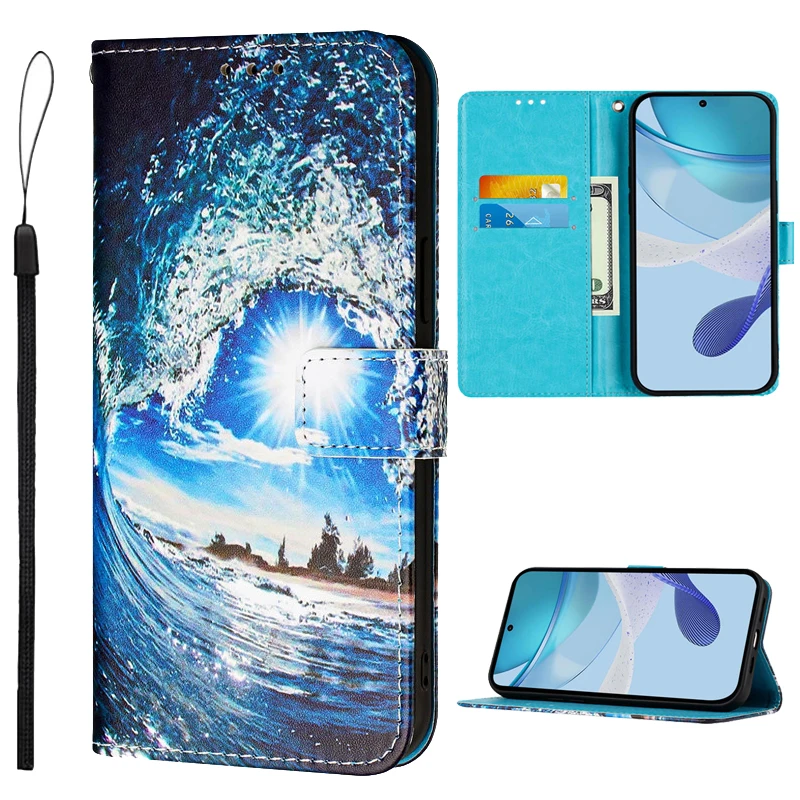 Vintage Floral Leather Wallet Case with Magnetic Flip Cover