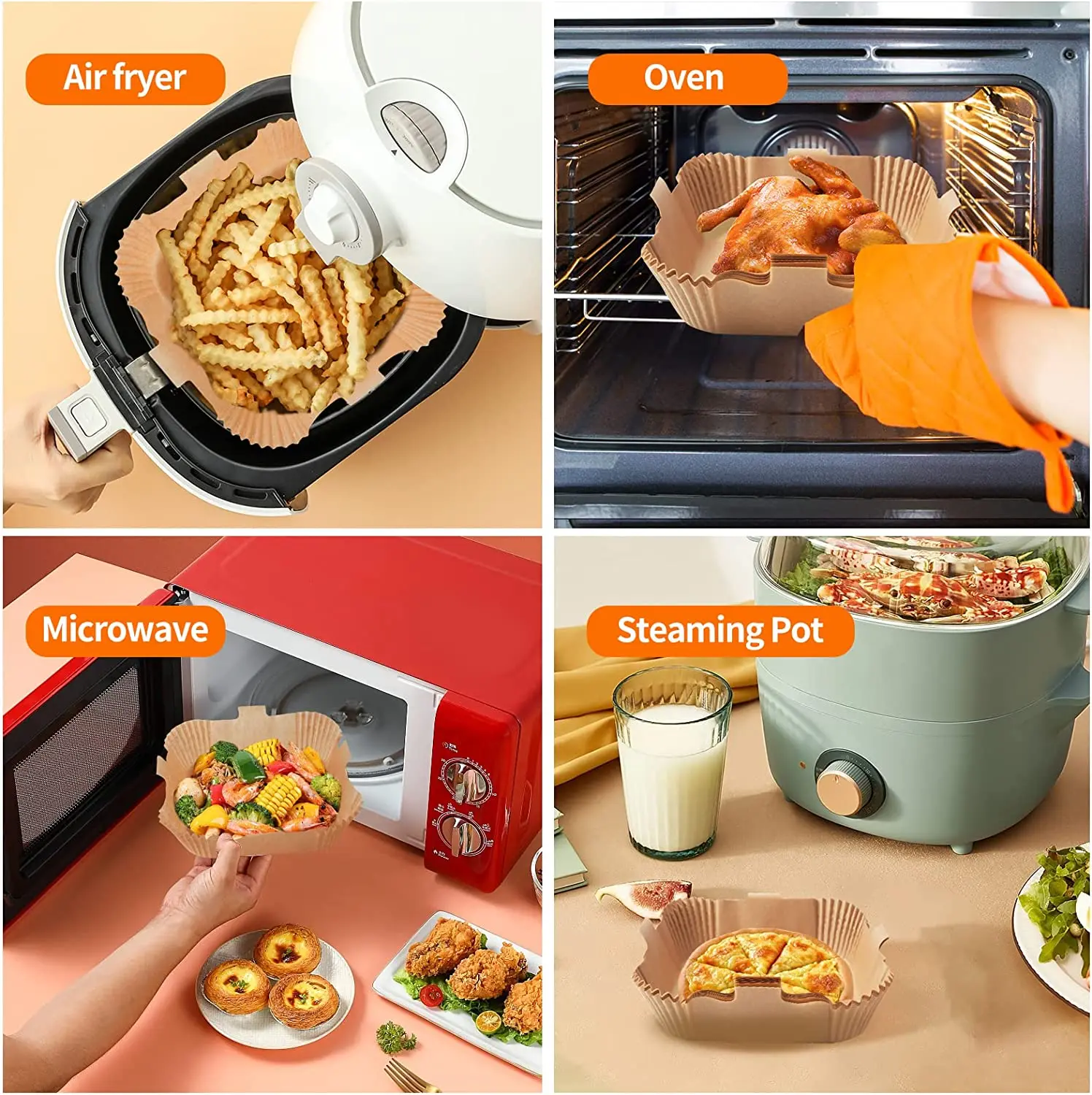 Air Fryer Disposable Baking Paper Liner Form Tray Kitchen Grill Vegetable Parchment Paper Air Fryer Accessories For 5&rsquo;5 l XXL air fryer paper air fryer accessories air fryer tray