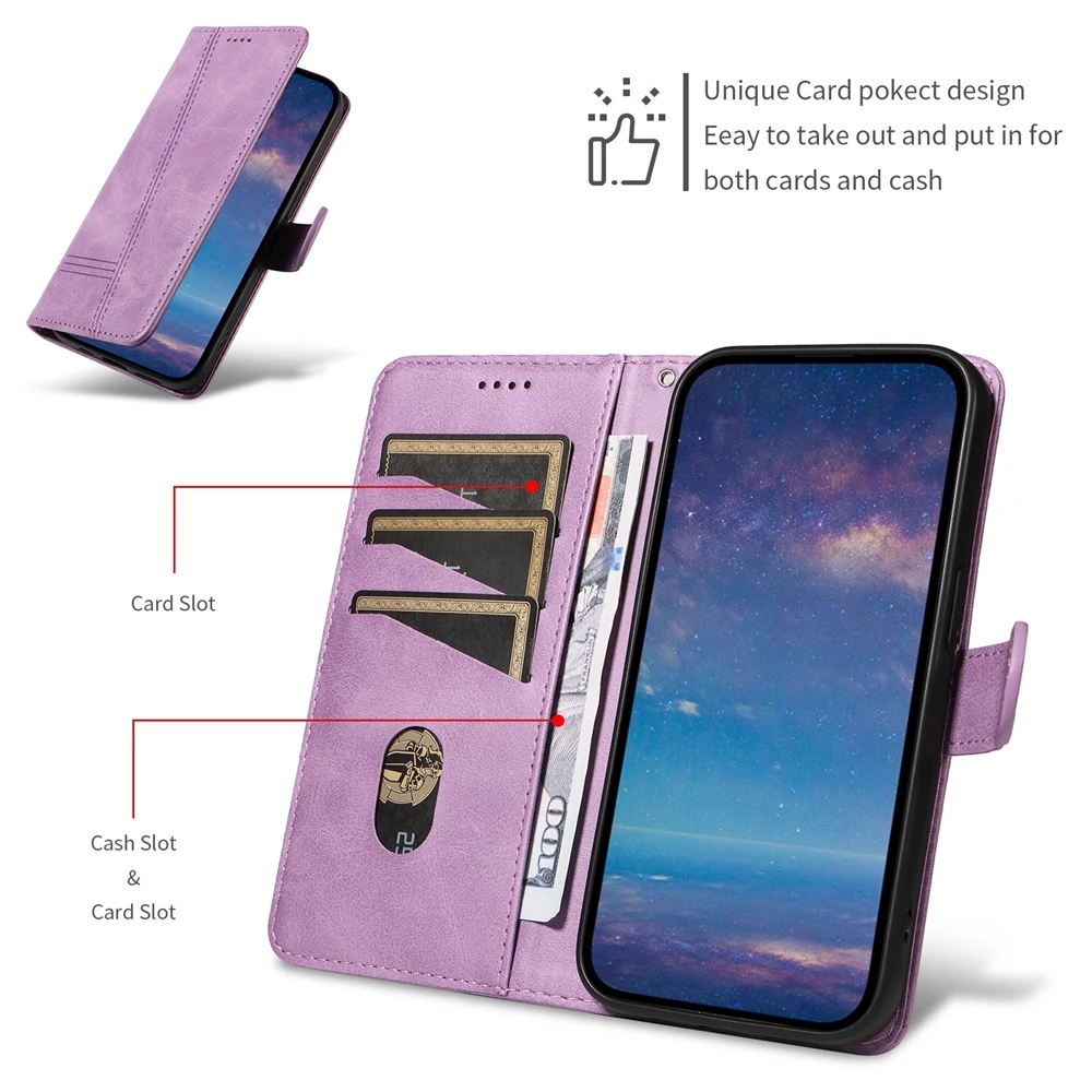 Premium Magnetic Flip Leather Wallet Case with Card Slots