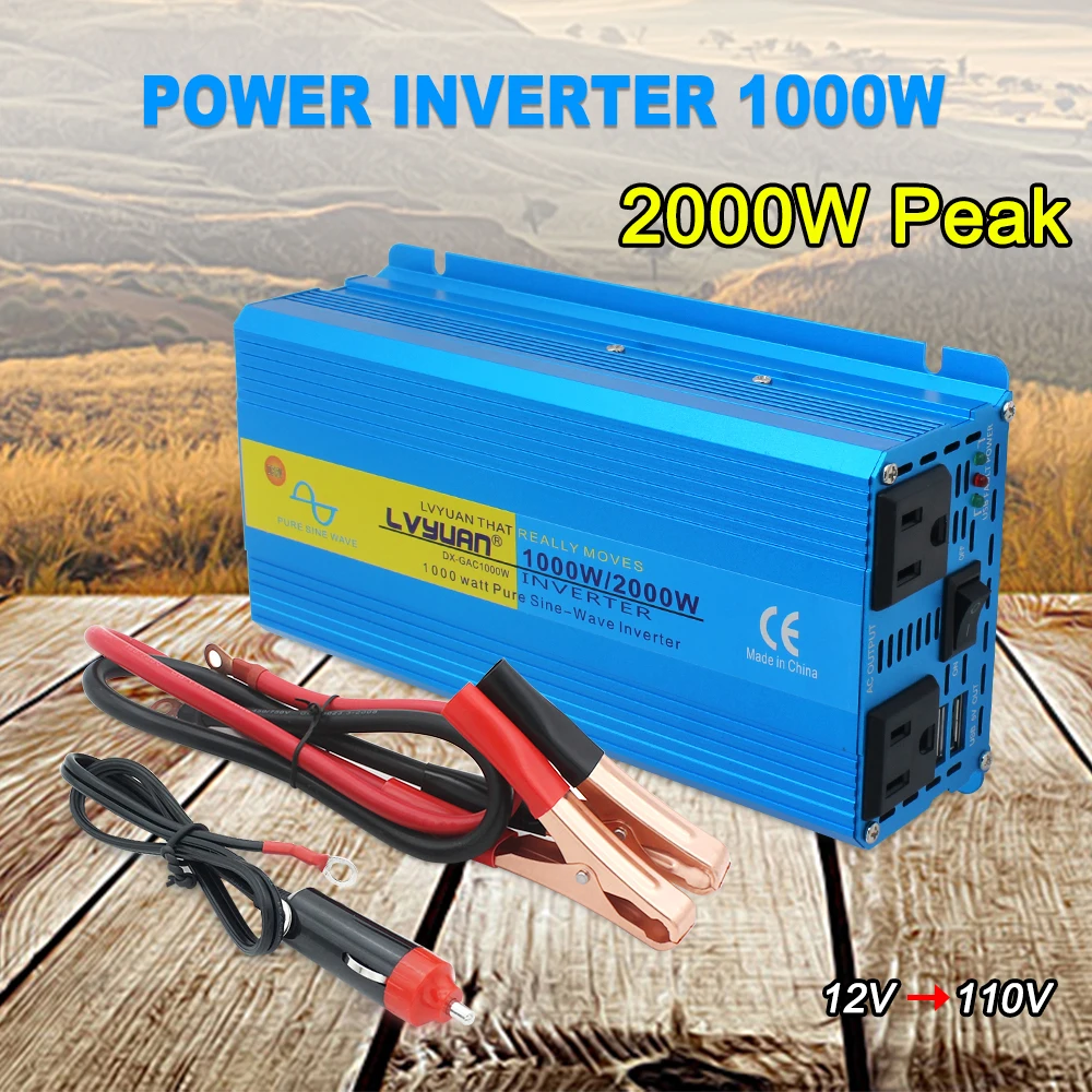 Pico 2000W, DC 12V 24V para AC 100V 110V 120V