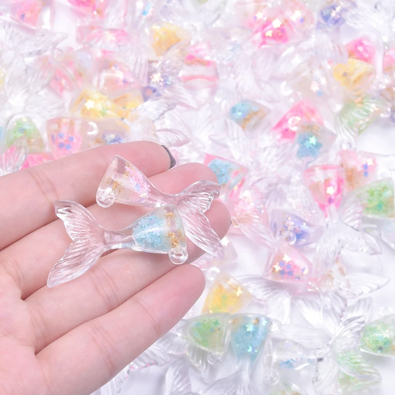 

10Pcs 38X26MM Noctilucent Fish Tail/Octopus Resin Earring Charms DIY Finding Phone Keychain Bracelets Pendant For Jewelry Making
