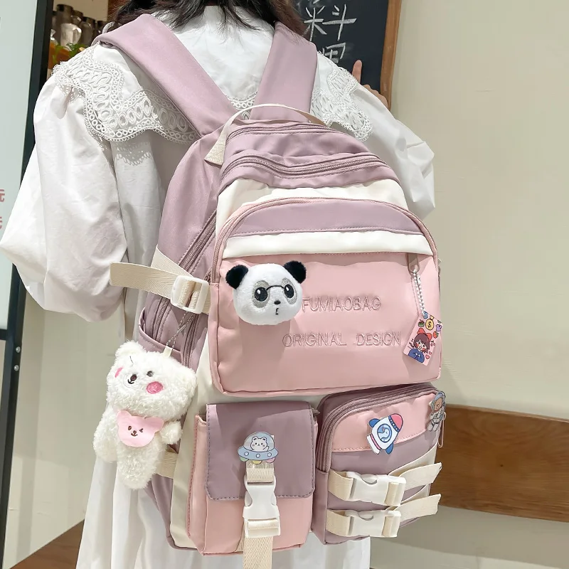 New Girl Nylon Travel School Bag Kawaii Lady Badge Student Backpack Trendy Female College Backpack Fashion Women Laptop Book Bag