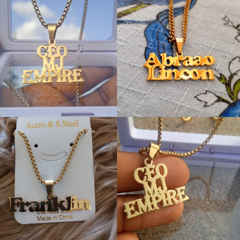 Custom Gold Chains Pendants, Stainless Steel Name Necklace