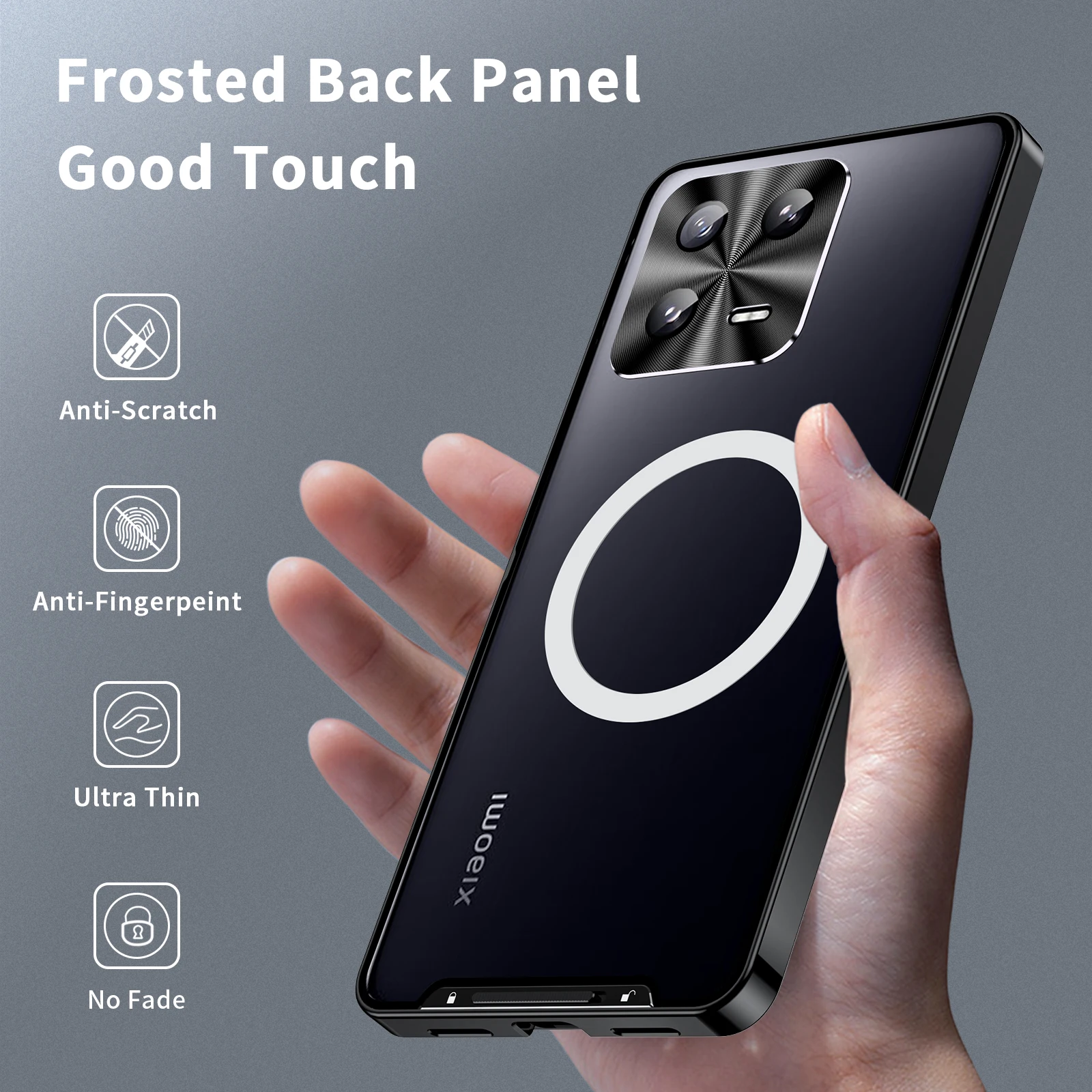 Magnetic Charging Case For Xiaomi 14 Pro13 Metal Bumper Adsorption Clear Aluminum Camera Protector Cover Mi Redmi K60 Ultra