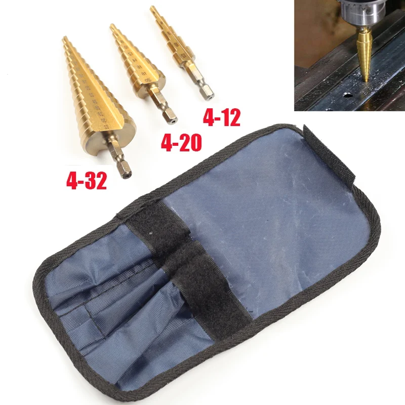 4-12 4-20 4-32 HSS Titanium Coated Step Drill Bit Drilling Power Tools Metal High Speed Steel Wood Hole Cutter Cone Drill
