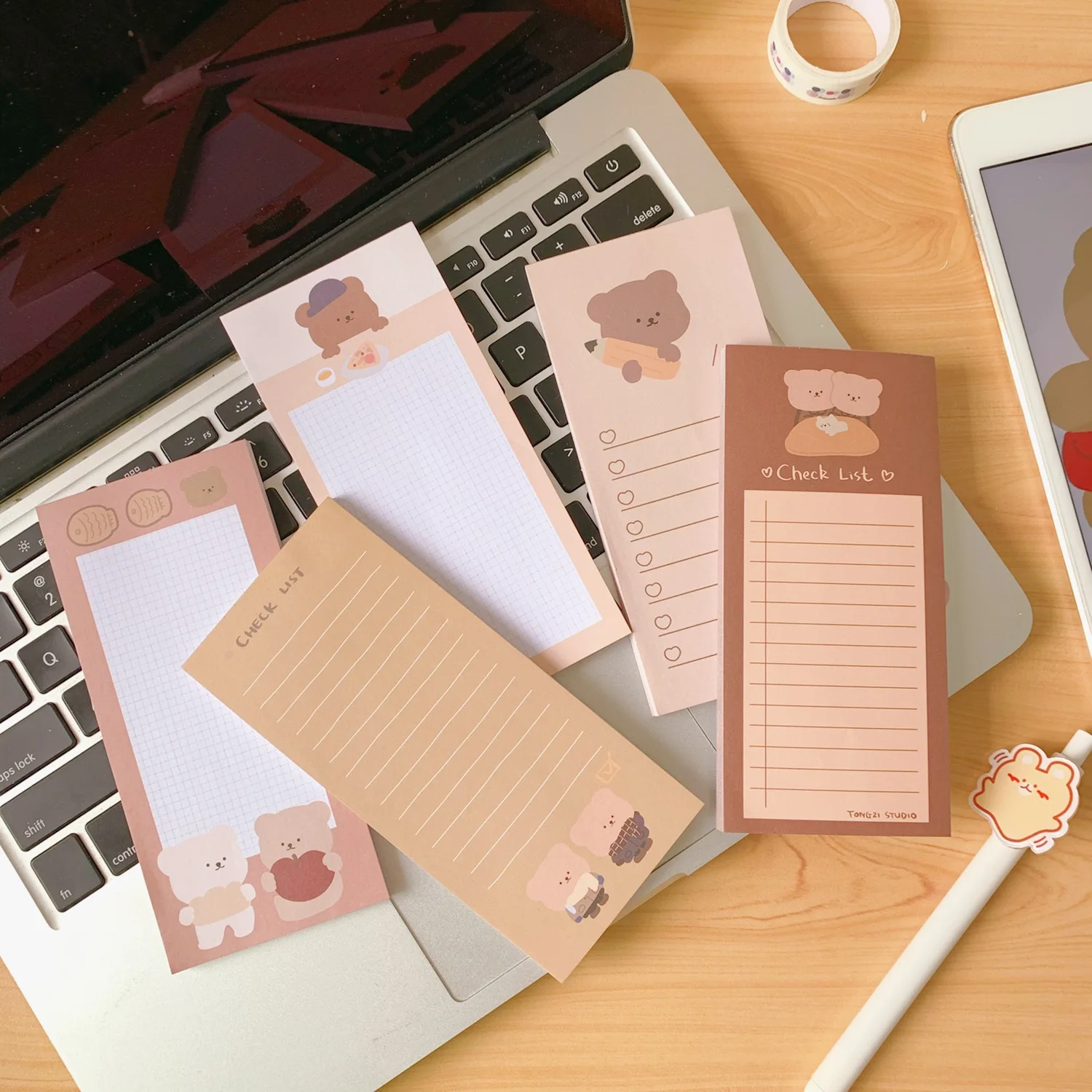 Cookie Scarf Little Bear Long Note Book Cookie Cute Bear Tearable Message Note Memo Book 6