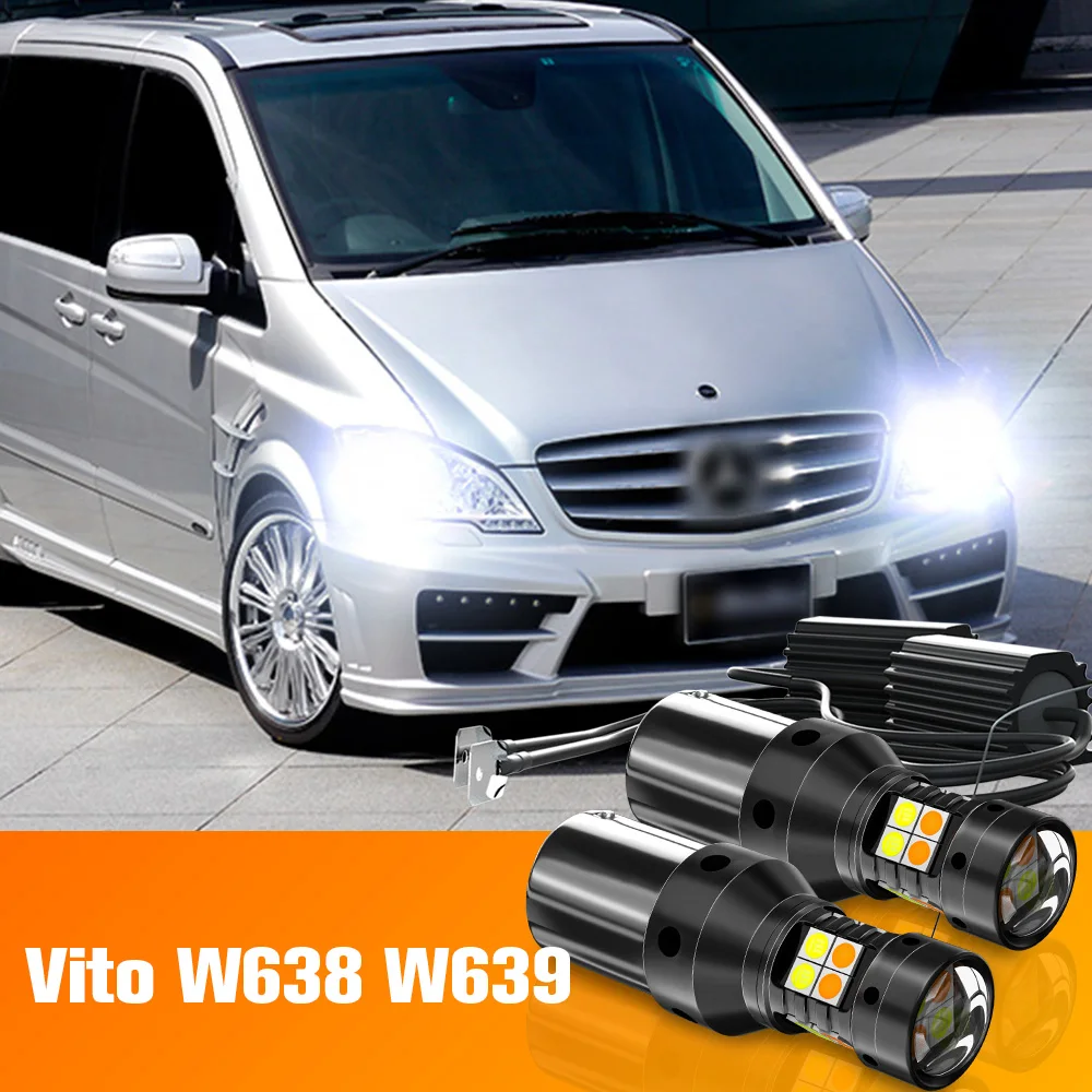 2pcs Dual Mode LED Turn Signal+Daytime Running Light DRL Accessories For  Mercedes Benz Vito W639 W638 1996-2008 2003 2004 2005