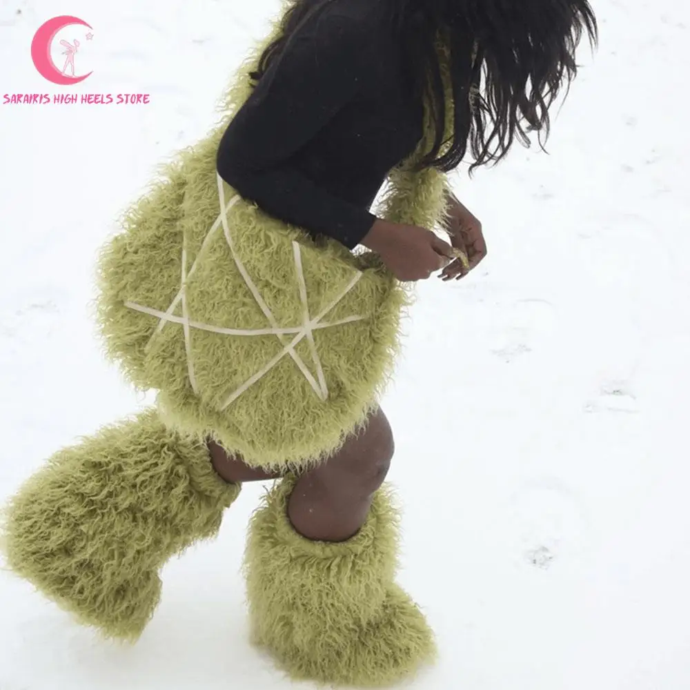 Brand New Faux Fur Women Snow Boots Y2K Spice Girl Fashion