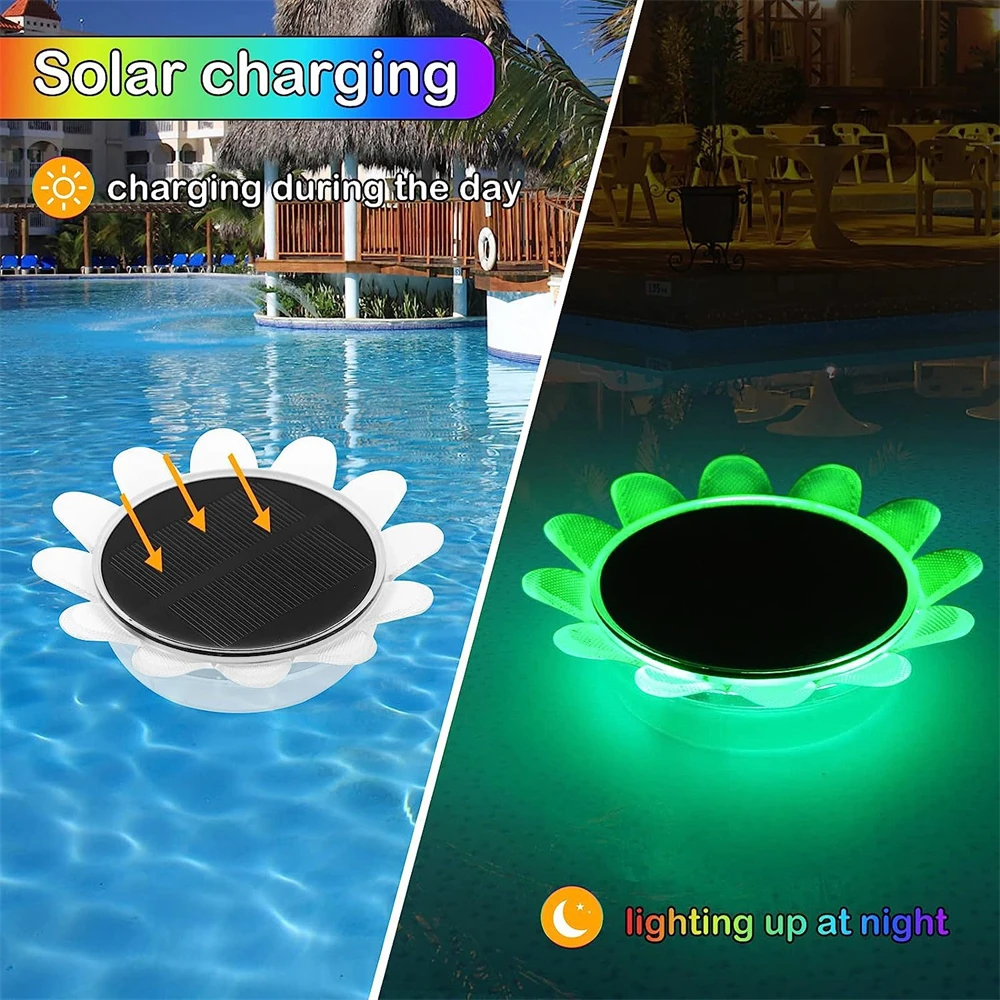 Description Picture 4 of itemSolar Floating Pool Light LED Remote Control Pond Fountain Light Courtyard Decoration Light Garden Landscape Sunflower Light