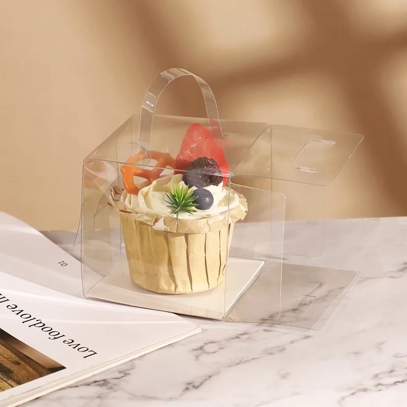 Transparent Cake Box Plastic Dessert and Cupcake Packaging Box with Handle, Portable Gi... - SKU PGWB1026 - UGI Packaging