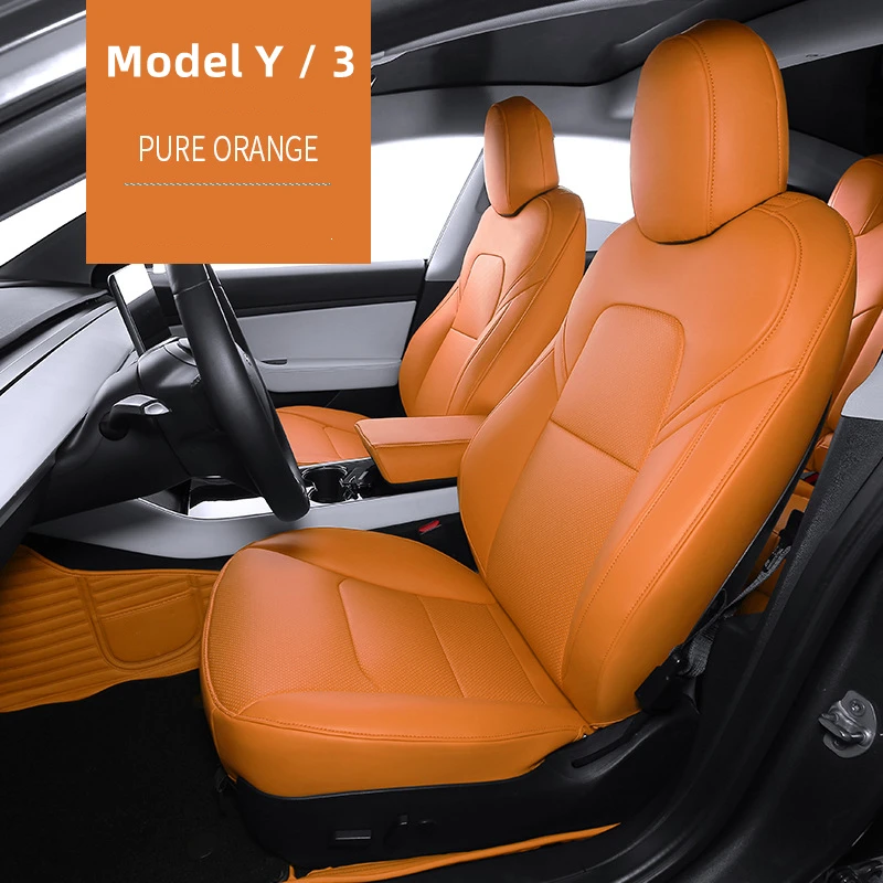Tesla Model 3 Y Custom Fit Car Seat Cover Accessories For Model Y Half  Covered High Quality Leather 5 Seaters Seat Cover Orange - Custom Fit Seat  Cover - AliExpress