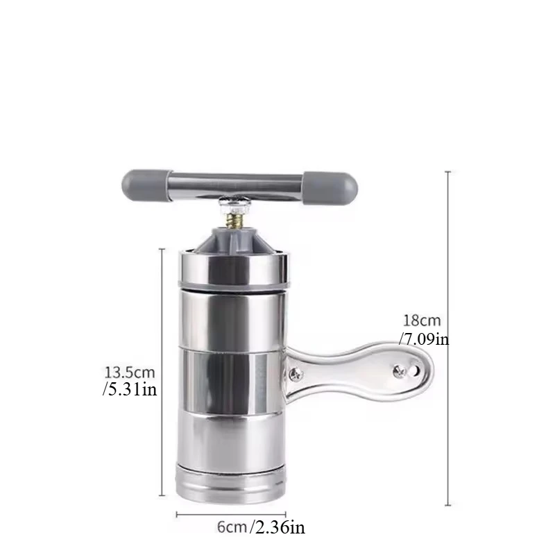 Stainless Steel Household Small Manual Noodle Pressing Machine Shake Pasta Noodle Making Machine with 2 Interchangeable Molds