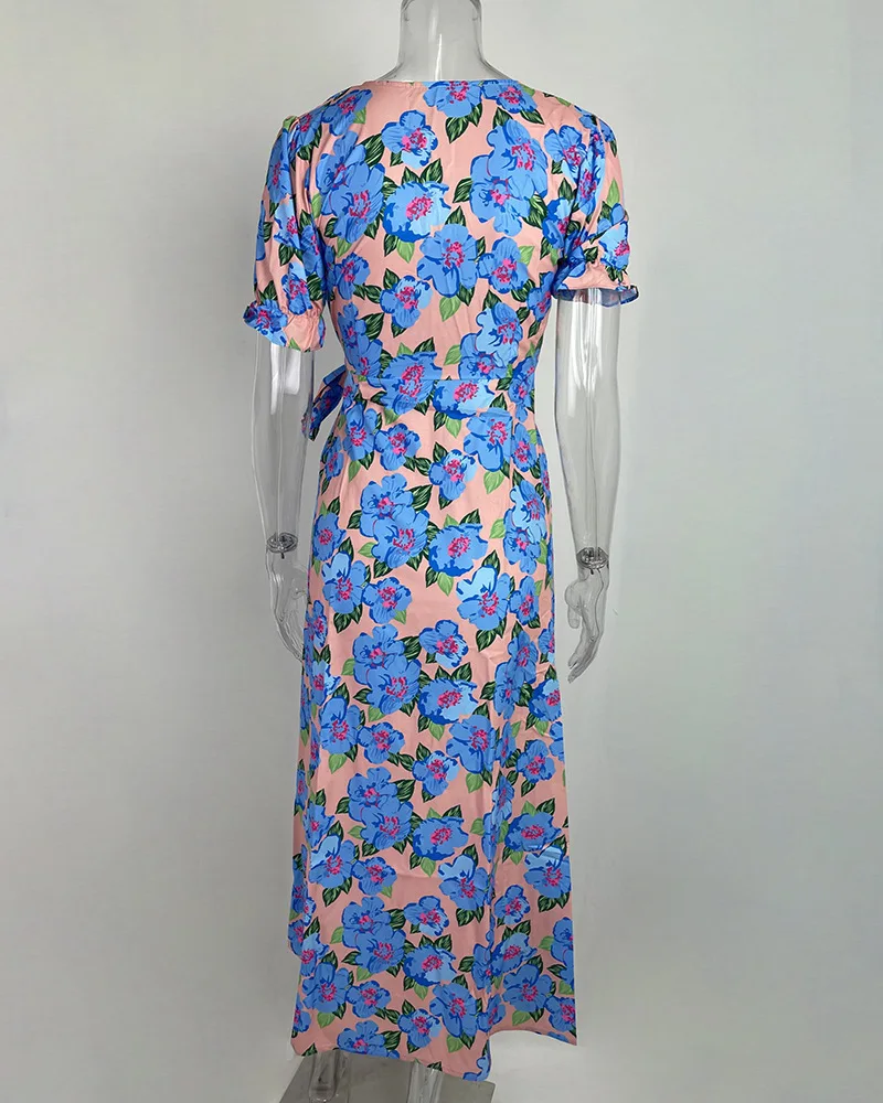 Sweet Vacation Geometric Printing V Neck Sleeveless Dress Dresses