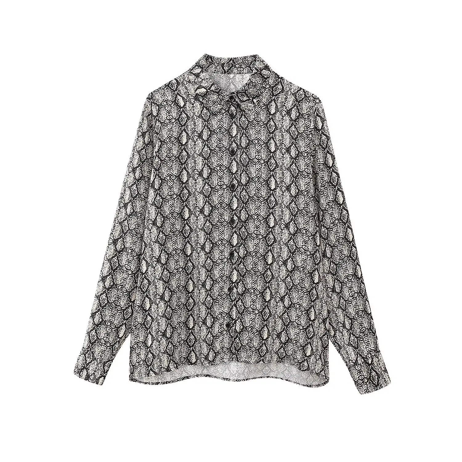 Women's clothing 2025 autumn new products European and American fashion retro ethnic lapel print texture long-sleeved shirt