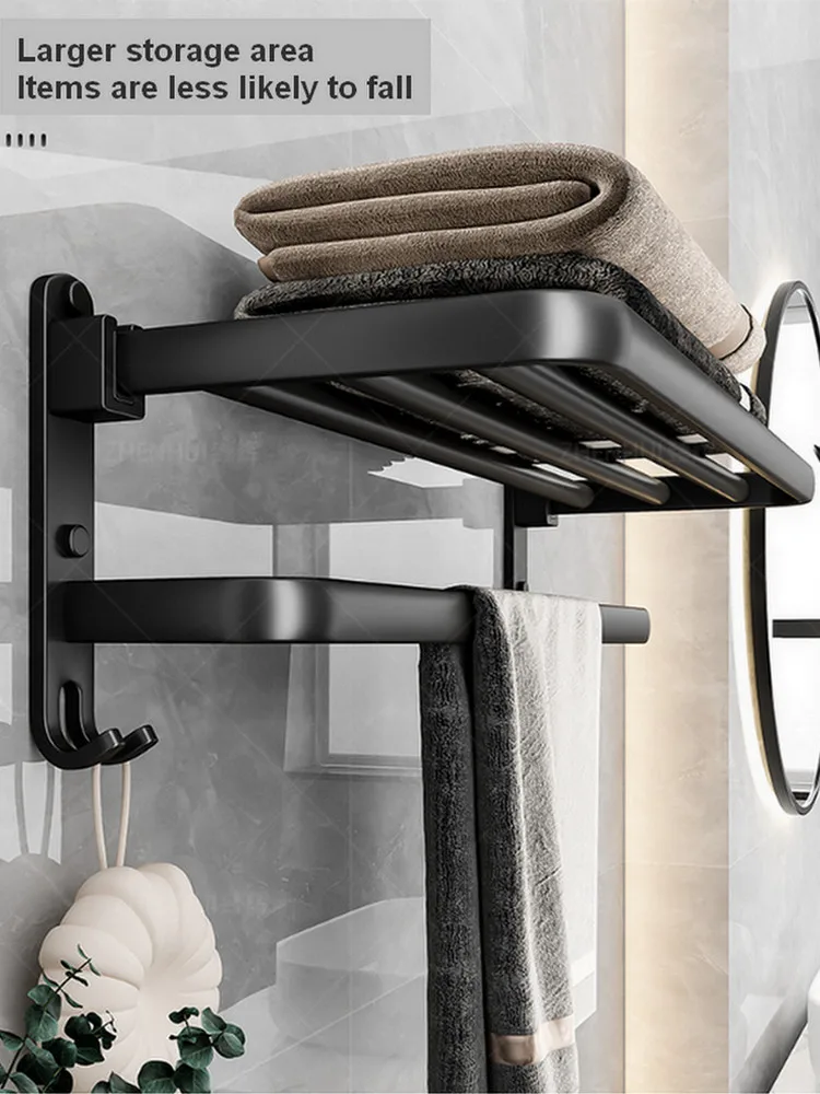 Towel Rack Bathroom Shelves No Punching Space Aluminum Bathroom Storage Hardware Pendant