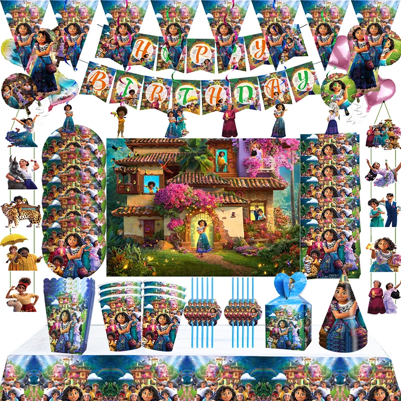 Disney Encanto Birthday Decoration Paper Plates Cups Tableware Happy