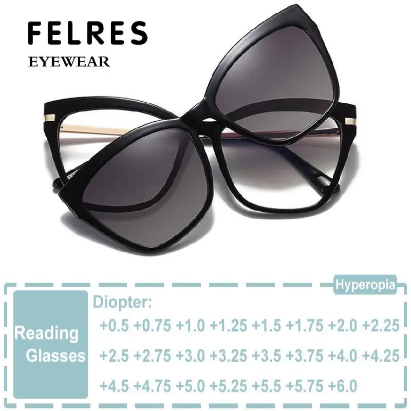 

2 In 1 Polarized Reading Sunglasses Optical Anti Blue Light Presbyopia Eyewear Magnet Clip On For Eyeglasses Driving Glasses