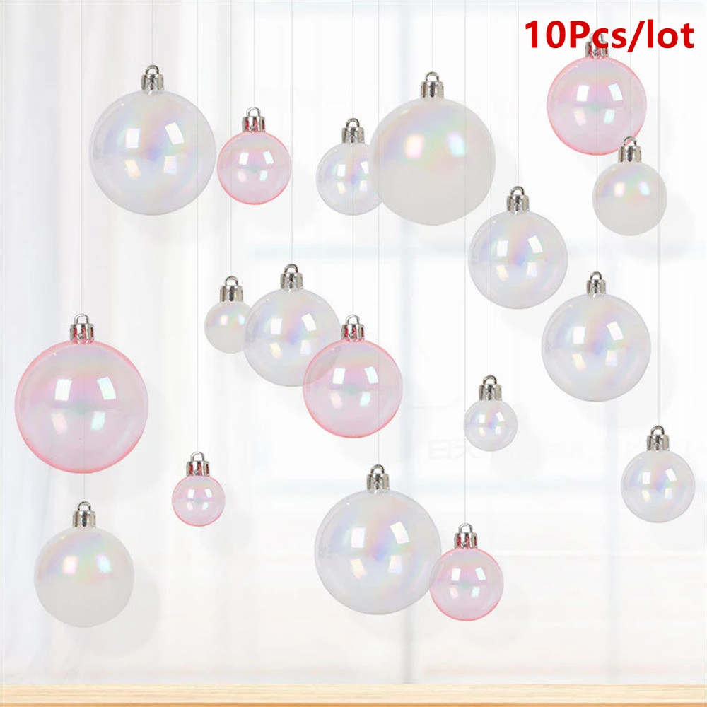 

10pcs Christmas Decoration Ball Transparent 4/5/6cm Plastic Pink White Colorful Bubble Ball Ornament Birthday Party Wedding Deco